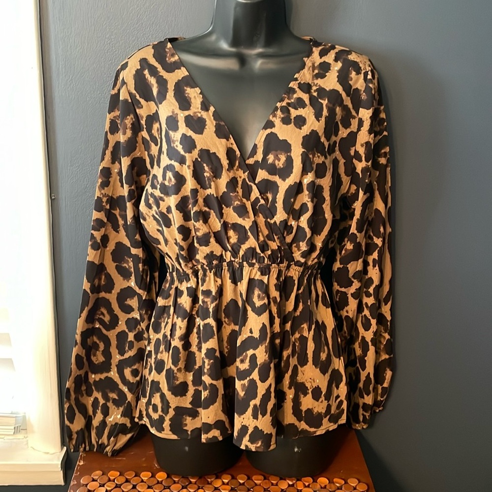 SHEIN leopard print blouse